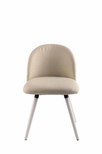 Chaise de salle à manger - Tissu - Pieds blancs - Stable - Crème , SKU965 10