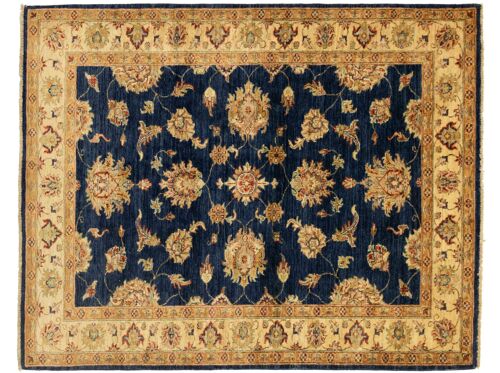 Afghan Chobi Ziegler 166x135 Handgeknüpft Teppich 140x170 Blau Blumenmuster Kurzflor