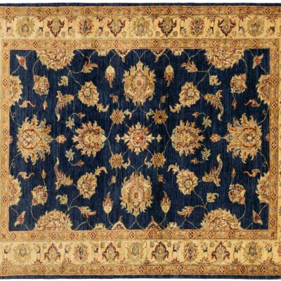 Afghan Chobi Ziegler 166x135 alfombra anudada a mano 140x170 patrón de flores azules pelo corto