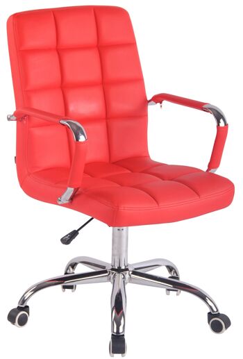 Chaise de bureau - Chaise de bureau pour adultes - Design - Réglable en hauteur - Cuir artificiel - Rouge , SKU1025