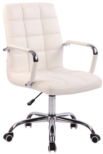 Chaise de bureau - Chaise de bureau pour adultes - Design - Réglable en hauteur - Cuir artificiel - Blanc , SKU1027