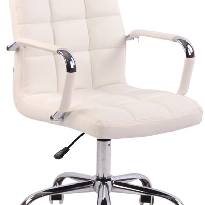 Bureaustoel - Bureaustoel voor volwassenen - Design - In hoogte verstelbaar - Kunstleer - Wit , SKU1027