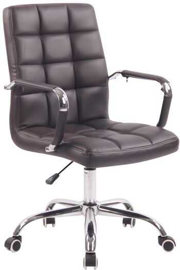 Chaise de bureau - Chaise de bureau pour adultes - Design - Réglable en hauteur - Cuir artificiel - Marron , SKU1028