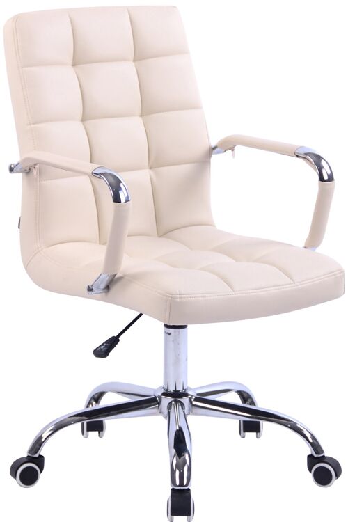 Bureaustoel - Bureaustoel voor volwassenen - Design - In hoogte verstelbaar - Kunstleer - Creme , SKU1029