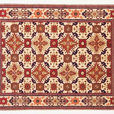 Afghan Mauri Kabul 150x114 alfombra anudada a mano 110x150 patrón geométrico beige