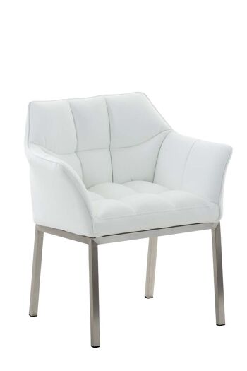Chaise de salle à manger - Chaise - Confortable - Cuir artificiel - Blanc , SKU1046 1