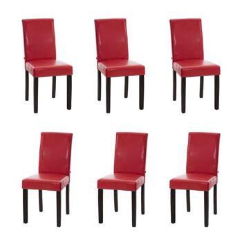 Chaise de salle à manger - Lot de 6 - Similicuir - Rouge , SKU1058