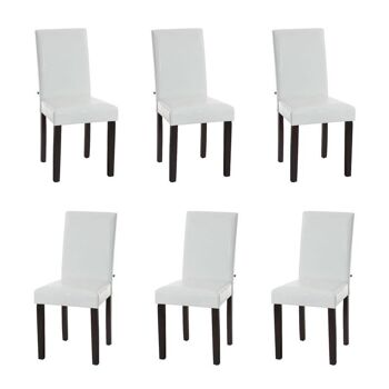 Chaise de salle à manger - Lot de 6 - Cuir artificiel - Blanc , SKU1060
