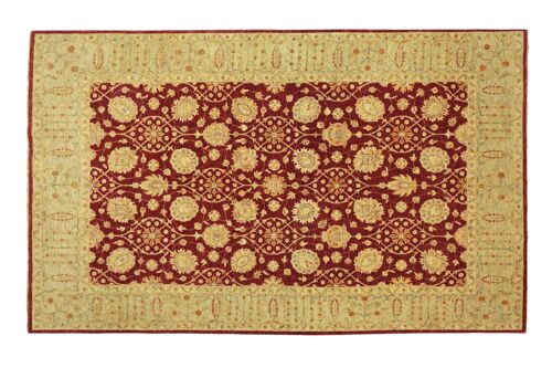 Afghan Chobi Ziegler 306x210 Handgeknüpft Teppich 210x310 Rot Floral Kurzflor Orient
