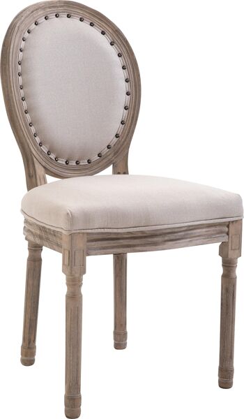 Chaise de salle à manger - Antique - Tissu - Crème , SKU1119 1