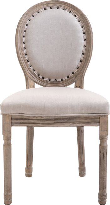 Chaise de salle à manger - Antique - Tissu - Crème , SKU1119 10