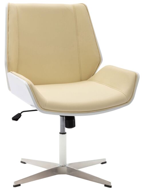 Bezoekersstoel - kunstleer - wit / creme , SKU1155