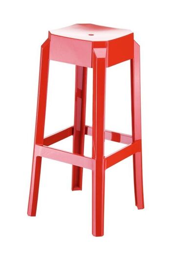 Tabouret de bar - Ensemble de 2 tabourets de bar - Repose-pieds - Plastique - 36x36x75 cm - Rouge , SKU1161 2