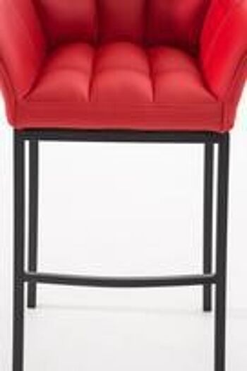 Tabouret de bar - Lot de 2 - Repose-pieds - Accoudoir - Cuir artificiel - Rouge - 64x48x110 cm - Noir/Bleu, SKU1166 2