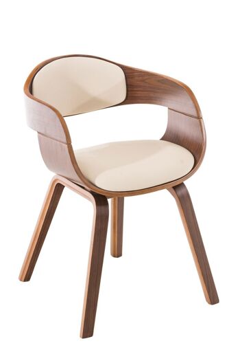 Chaise de salle à manger - Chaise - Cuir artificiel - Crème/noyer , SKU1167 1