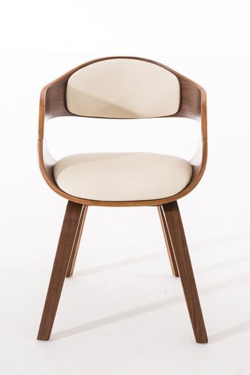 Chaise de salle à manger - Chaise - Cuir artificiel - Crème/noyer , SKU1167 2