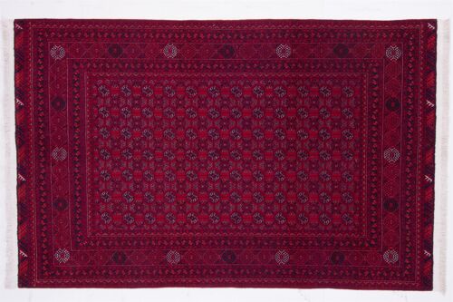Afghan Orientteppich 196x124 Handgeknüpft Teppich 120x200 Rot Geometrisch Muster