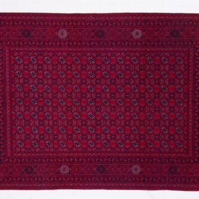 Afghan Orientteppich 196x124 Handgeknüpft Teppich 120x200 Rot Geometrisch Muster