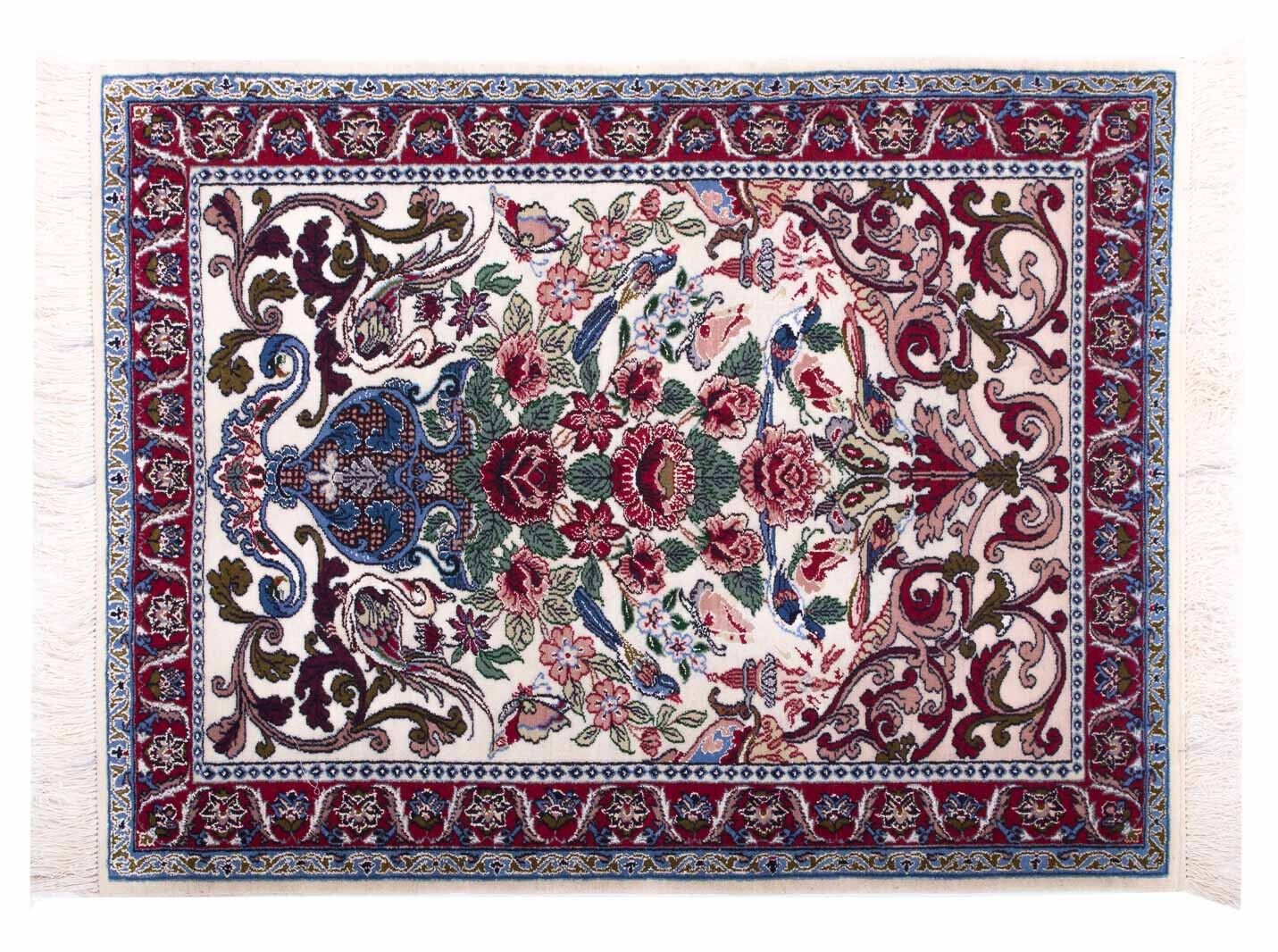 Alfombra persa Isfahan 92x71 anudada a mano 70x90 estampado floral multicolor de pelo corto Orient