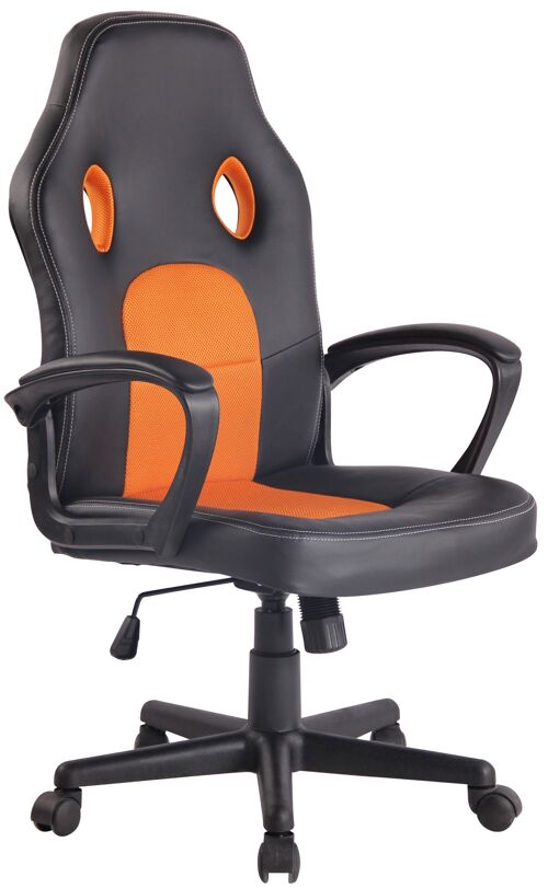 Bureaustoel | Gamen | Leer | Comfortabel - Zwart/Oranje , SKU1209