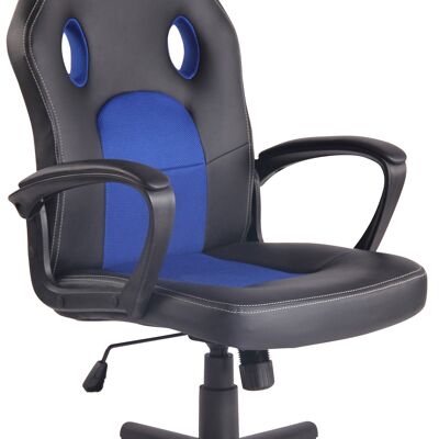 Bureaustoel | Gamen | Leer | Comfortabel - Zwart/Blauw , SKU1210