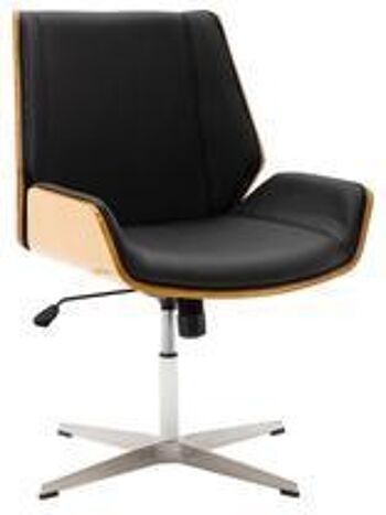 Chaise - Chaise de conférence - Protecteurs de sol - Réglable - Cuir artificiel - Marron - 60x65x95 cm - Naturel/Noir, SKU1222 1