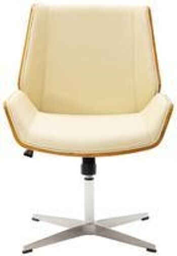 Chaise - Chaise de conférence - Protecteurs de sol - Réglable - Cuir artificiel - Marron - 60x65x95 cm - Naturel/Noir, SKU1222 6