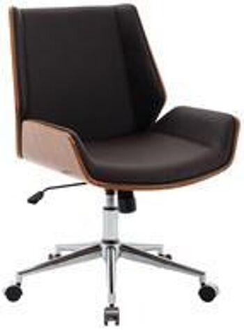 Chaise de bureau - Ergonomique - Ajustable - Cuir artificiel - Noyer/Marron - 60x65x96 cm - Noyer/Crème, SKU1224 2