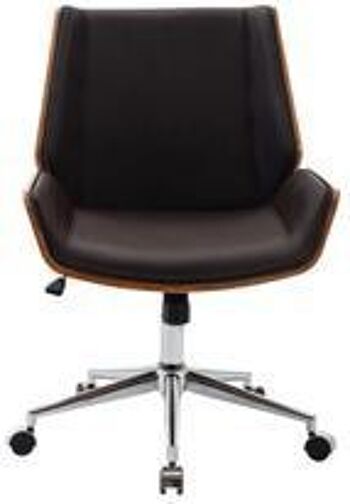 Chaise de bureau - Ergonomique - Ajustable - Cuir artificiel - Noyer/Marron - 60x65x96 cm - Noyer/Crème, SKU1224 4
