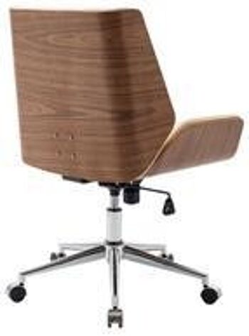 Chaise de bureau - Ergonomique - Ajustable - Cuir artificiel - Noyer/Marron - 60x65x96 cm - Noyer/Crème, SKU1224 5