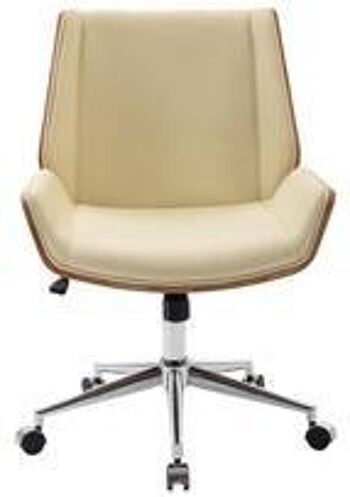 Chaise de bureau - Ergonomique - Ajustable - Cuir artificiel - Noyer/Marron - 60x65x96 cm - Noyer/Crème, SKU1224 6