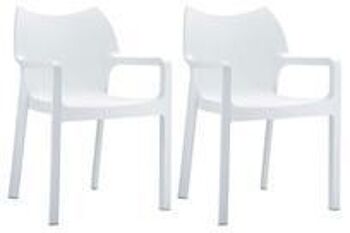 Chaises - Chaises de salle à manger - Lot de 2 - Plastique - Blanc - 57x53x84 cm , SKU1227