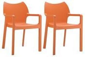 Chaises - Chaises de salle à manger - Lot de 2 - Plastique - Orange - 57x53x84 cm , SKU1228