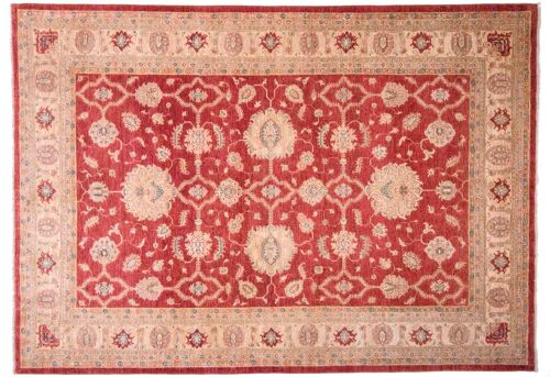 Afghan Feiner Chobi Ziegler 295x210 Handgeknüpft Teppich 210x300 Rot Blumenmuster