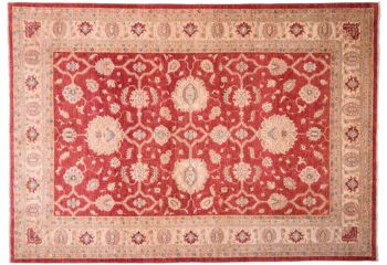 Tapis Afghan Feiner Chobi Ziegler 295x210 noué main 210x300 motif fleur rouge 1