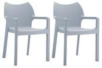 Chaises - Chaises de salle à manger - Lot de 2 - Plastique - Gris - 57x53x84 cm , SKU1232