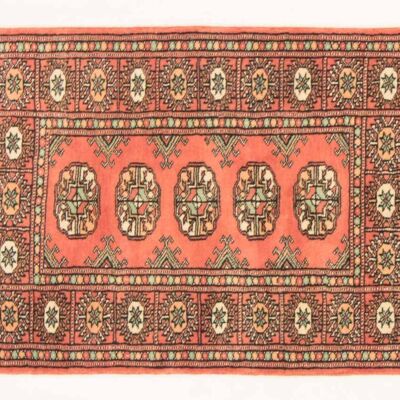 Pakistan Bukhara 96x65 alfombra anudada a mano 70x100 naranja patrón geométrico, pelo corto