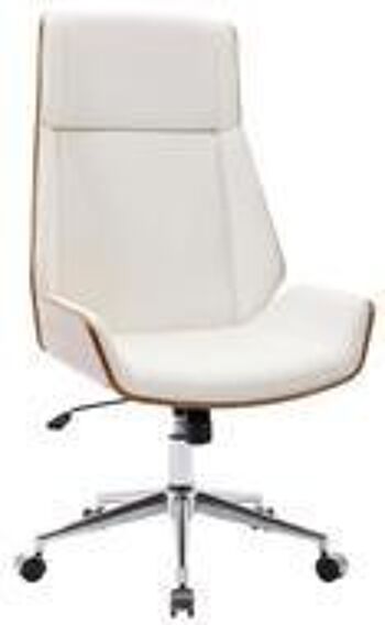 Chaise de bureau - Hauteur d'assise réglable - Simili cuir - Noyer/Marron - Noyer/Blanc , SKU1244 1