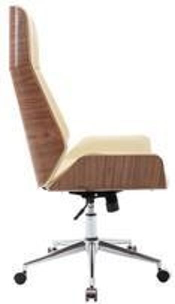 Chaise de bureau - Hauteur d'assise réglable - Simili cuir - Noyer/Marron - Noyer/Blanc , SKU1244 5