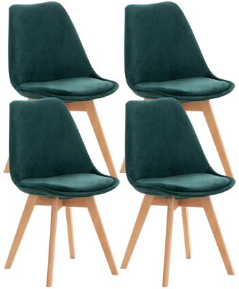 Lot de 4 chaises - Chaise de salle à manger - Velours - Vert , SKU1277 1