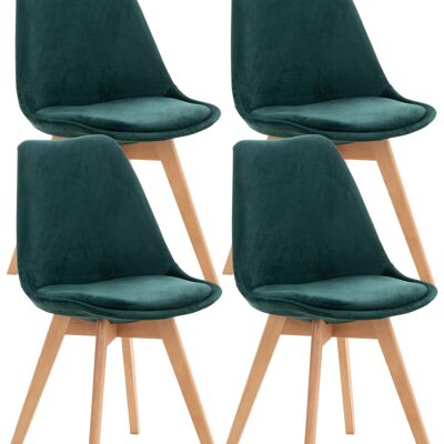 Set van 4 stoelen - Eetkamerstoel - Fluweel - Groen , SKU1277