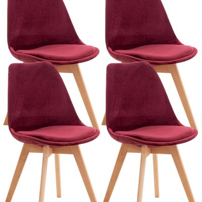 Set van 4 stoelen - Eetkamer - Bordeaux - Fluweel , SKU1284