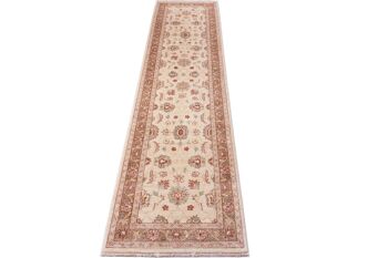 Tapis Afghan Chobi Ziegler 293x74 noué à la main 70x290 tapis de passage beige oriental 1