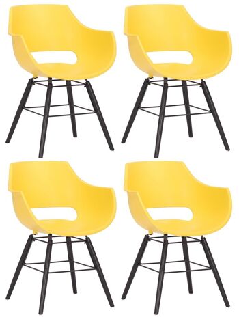 Chaise de salle à manger - Lot de 4 - Plastique - Moderne - Noir - Jaune - Rouge , SKU1320 2