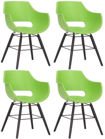 Chaise de salle à manger - Lot de 4 - Plastique - Moderne - Noir - Jaune - Vert , SKU1321 1