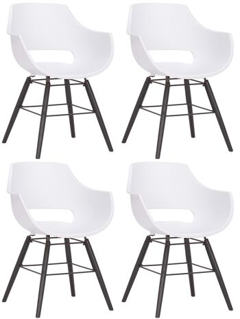 Chaise de salle à manger - Lot de 4 - Plastique - Moderne - Noir - Jaune - Blanc , SKU1323 1