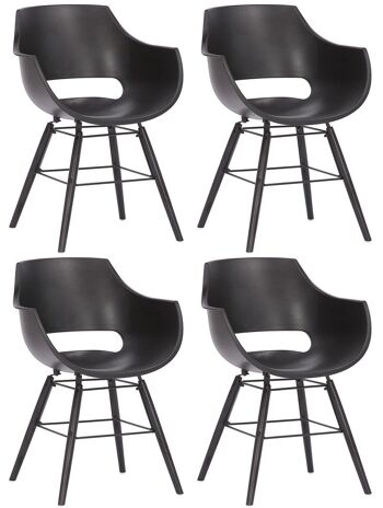 Chaise de salle à manger - Lot de 4 - Plastique - Moderne - Noir - Jaune - Noir , SKU1324 1