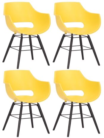 Chaise de salle à manger - Lot de 4 - Plastique - Moderne - Noir - Jaune - Noir , SKU1324 2