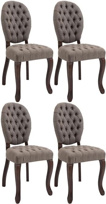 Chaise de salle à manger - Lot de 4 - Tissu - Bois - Taupe , SKU1338 1