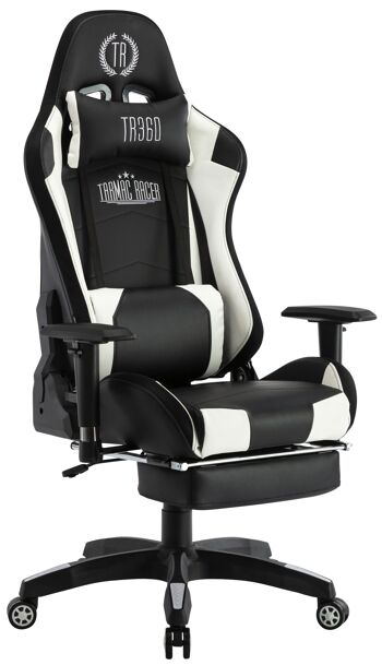 Chaise de bureau - Chaise de jeu - Chaise de course - Blanc/Noir, SKU1342 1